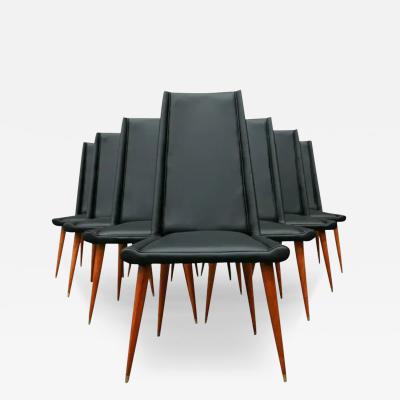 Giuseppe Scapinelli Brazilian Modern 10 Chair Set in Hardwood Black Leather G Scapinelli Brazil