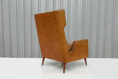 Giuseppe Scapinelli Brazilian Modern Armchair in Hardwood Leatherette Giuseppe Scapinelli 1950s