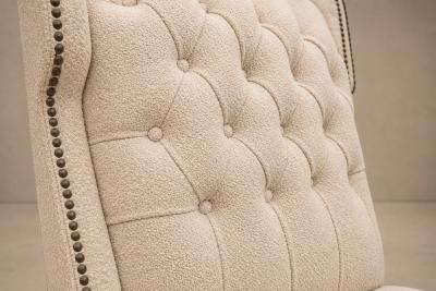 Giuseppe Scapinelli Brazilian Modern Armchair in Hardwood Warm Oatmeal Boucl by Scapinelli