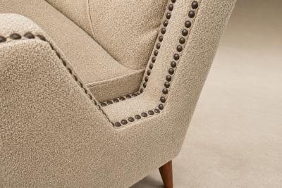 Giuseppe Scapinelli Brazilian Modern Armchair in Hardwood Warm Oatmeal Boucl by Scapinelli