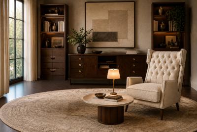 Giuseppe Scapinelli Brazilian Modern Armchair in Hardwood Warm Oatmeal Boucl by Scapinelli