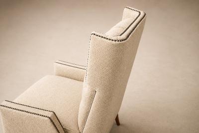 Giuseppe Scapinelli Brazilian Modern Armchair in Hardwood Warm Oatmeal Boucl by Scapinelli