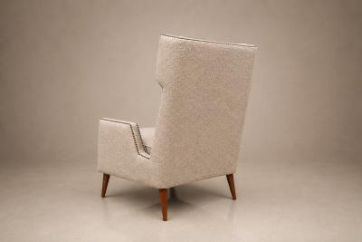 Giuseppe Scapinelli Brazilian Modern Armchair in Hardwood Warm Oatmeal Boucl by Scapinelli
