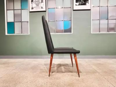 Giuseppe Scapinelli Brazilian Modern Chair Set in Hardwood Black Leather Giuseppe Scapinelli 1950