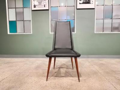Giuseppe Scapinelli Brazilian Modern Chair Set in Hardwood Black Leather Giuseppe Scapinelli 1950