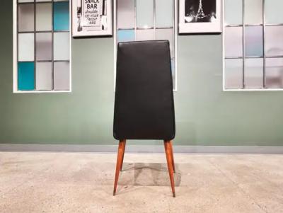 Giuseppe Scapinelli Brazilian Modern Chair Set in Hardwood Black Leather Giuseppe Scapinelli 1950