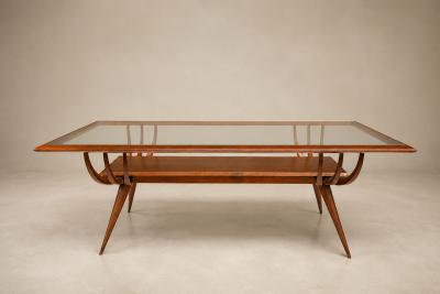 Giuseppe Scapinelli Brazilian Modern Coffee Table in Cavi na Wood Glass Giuseppe Scapinelli