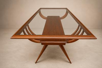 Giuseppe Scapinelli Brazilian Modern Coffee Table in Cavi na Wood Glass Giuseppe Scapinelli