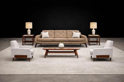 Giuseppe Scapinelli Brazilian Modern Coffee Table in Caviuna wood Ros Portuguese Marble Top