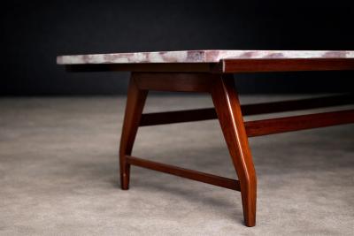 Giuseppe Scapinelli Brazilian Modern Coffee Table in Caviuna wood Ros Portuguese Marble Top