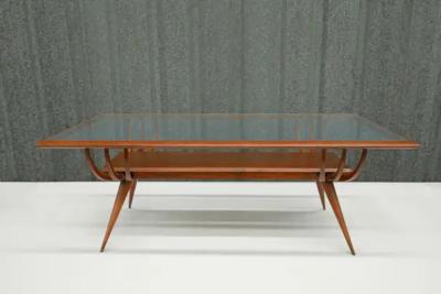 Giuseppe Scapinelli Brazilian Modern Coffee Table in Hardwood Glass by Giuseppe Scapinelli 1950s