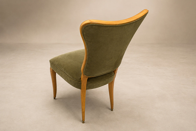 Giuseppe Scapinelli Brazilian Modern Set of Eight Dining Chairs in Pau Marfim and Olive Green Mohair