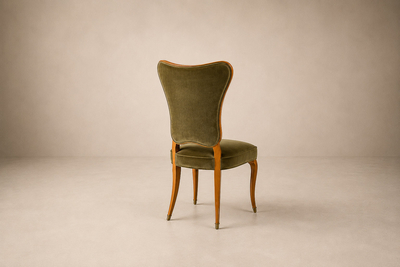 Giuseppe Scapinelli Brazilian Modern Set of Eight Dining Chairs in Pau Marfim and Olive Green Mohair