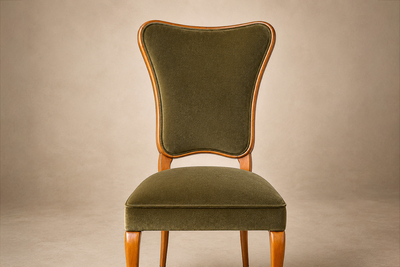 Giuseppe Scapinelli Brazilian Modern Set of Eight Dining Chairs in Pau Marfim and Olive Green Mohair
