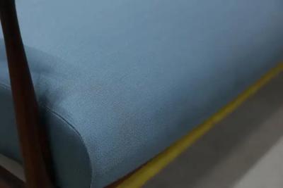 Giuseppe Scapinelli Brazilian Modern Sofa in Hardwood and Blue Fabric by Giuseppe Scapinelli 1950