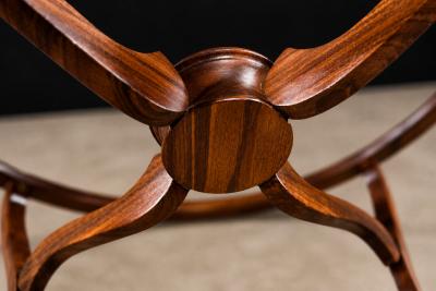 Giuseppe Scapinelli Circular Coffee Table in Cavi na Wood Glass by Giuseppe Scapinelli