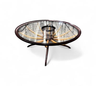 Giuseppe Scapinelli Coffee Table with Flower Vase in Two Woods Giuseppe Scapinelli 1950s