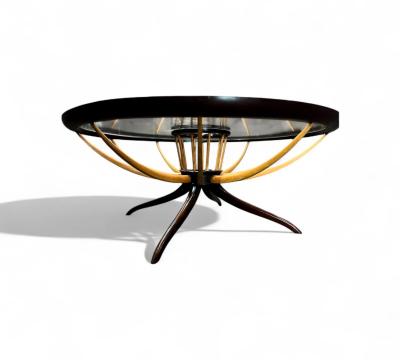 Giuseppe Scapinelli Coffee Table with Flower Vase in Two Woods Giuseppe Scapinelli 1950s