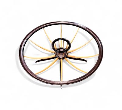 Giuseppe Scapinelli Coffee Table with Flower Vase in Two Woods Giuseppe Scapinelli 1950s