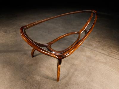 Giuseppe Scapinelli Egg Coffee Table in Caviuna Wood Glass by Giuseppe Scapinelli Brazil 1950s