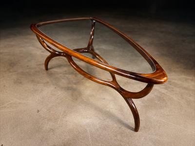 Giuseppe Scapinelli Egg Coffee Table in Caviuna Wood Glass by Giuseppe Scapinelli Brazil 1950s