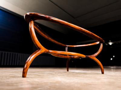 Giuseppe Scapinelli Egg Coffee Table in Caviuna Wood Glass by Giuseppe Scapinelli Brazil 1950s