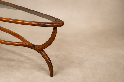 Giuseppe Scapinelli Egg Coffee Table in Caviuna Wood Glass by Giuseppe Scapinelli Brazil