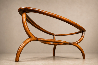Giuseppe Scapinelli Egg Coffee Table in Caviuna Wood Glass by Giuseppe Scapinelli Brazil