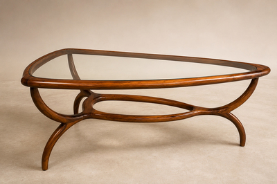 Giuseppe Scapinelli Egg Coffee Table in Caviuna Wood Glass by Giuseppe Scapinelli Brazil