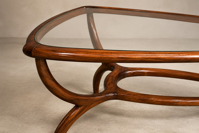 Giuseppe Scapinelli Egg Coffee Table in Caviuna Wood Glass by Giuseppe Scapinelli Brazil