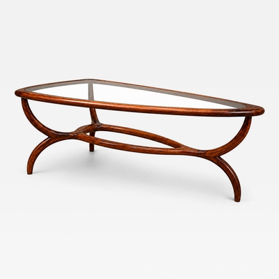Giuseppe Scapinelli Egg Coffee Table in Caviuna Wood Glass by Giuseppe Scapinelli Brazil