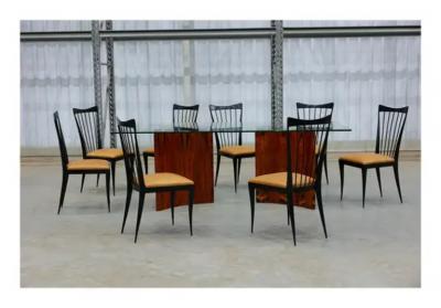 Giuseppe Scapinelli Eight Dining Chair Set in Hardwood beige leather Giuseppe Scapinelli Brazil