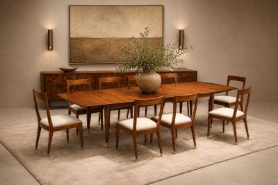 Giuseppe Scapinelli Extendable Brazilian Modern Dining Table in Cavi na Wood by Giuseppe Scapinelli