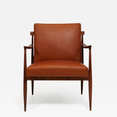 Giuseppe Scapinelli Giuseppe Scapinelli Caviuna and Leather Brazilian Modern Lounge Chair
