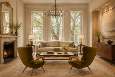 Giuseppe Scapinelli Giuseppe Scapinelli Sculptural Cavi na Olive Green Mohair Armchairs