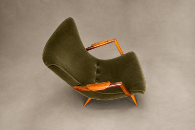 Giuseppe Scapinelli Giuseppe Scapinelli Sculptural Cavi na Olive Green Mohair Armchairs