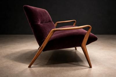 Giuseppe Scapinelli Giuseppe Scapinelli Sculptural Sofa in Solid Cavi na Deep Aubergine Mohair