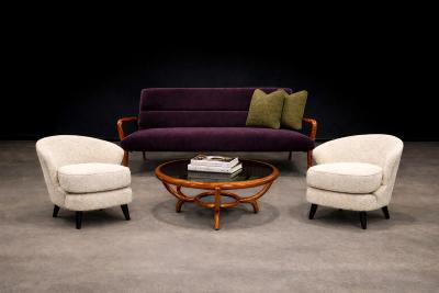 Giuseppe Scapinelli Giuseppe Scapinelli Sculptural Sofa in Solid Cavi na Deep Aubergine Mohair