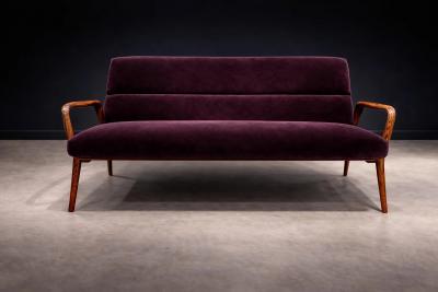 Giuseppe Scapinelli Giuseppe Scapinelli Sculptural Sofa in Solid Cavi na Deep Aubergine Mohair
