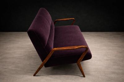 Giuseppe Scapinelli Giuseppe Scapinelli Sculptural Sofa in Solid Cavi na Deep Aubergine Mohair