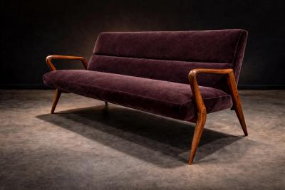 Giuseppe Scapinelli Giuseppe Scapinelli Sculptural Sofa in Solid Cavi na Deep Aubergine Mohair
