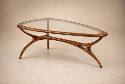 Giuseppe Scapinelli Large Egg Coffee Table in Cavi na Wood Glass by Giuseppe Scapinelli Brazil