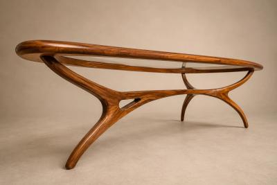 Giuseppe Scapinelli Large Egg Coffee Table in Cavi na Wood Glass by Giuseppe Scapinelli Brazil