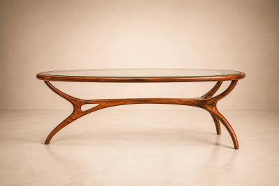 Giuseppe Scapinelli Large Egg Coffee Table in Cavi na Wood Glass by Giuseppe Scapinelli Brazil