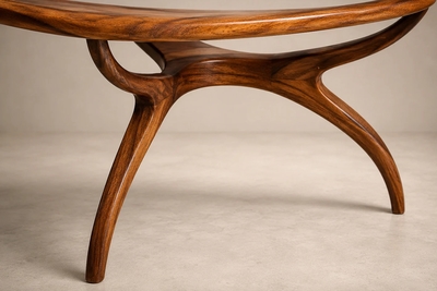 Giuseppe Scapinelli Large Egg Coffee Table in Cavi na Wood Glass by Giuseppe Scapinelli Brazil