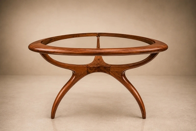 Giuseppe Scapinelli Large Egg Coffee Table in Cavi na Wood Glass by Giuseppe Scapinelli Brazil