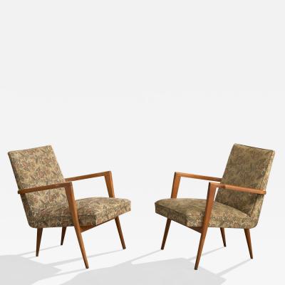 Giuseppe Scapinelli Lounge Chairs with Wood and Fabric Brazil 1950s