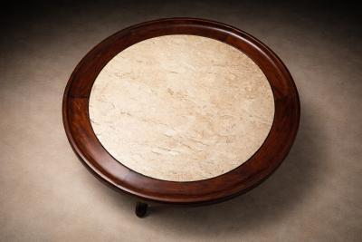 Giuseppe Scapinelli Maracan Coffee Table in Rosewood Travertine Giuseppe Scapinelli 1950s