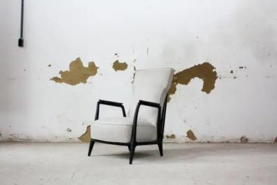 Giuseppe Scapinelli Mid Century Modern Armchair in Hardwood Grey Fabric Scapinelli 1950 s Brazil