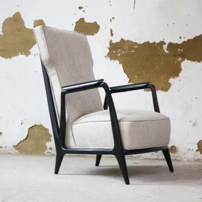 Giuseppe Scapinelli Mid Century Modern Armchair in Hardwood Grey Fabric Scapinelli 1950 s Brazil